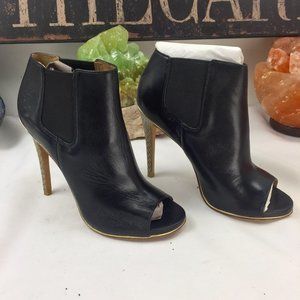 Coach Black Leather Heel Bootie Snake Slip On